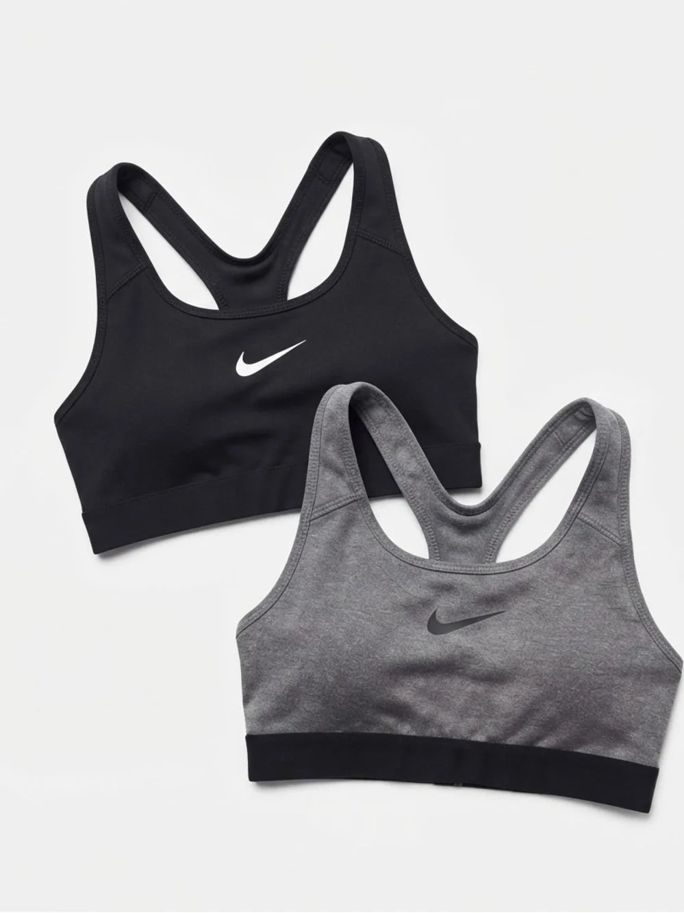 (2 pack) Nike Dri-FIT Black & Gray Racerback Sports Bra Bundle (Size S Petite)